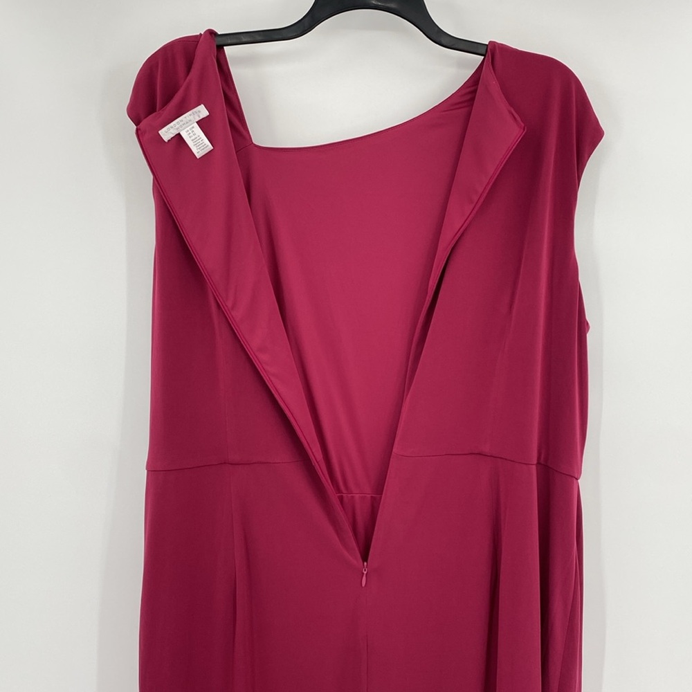 London Times Plum Purple Asymmetrical Shirred Tulip Dress Size 22W - Picture 6 of 9